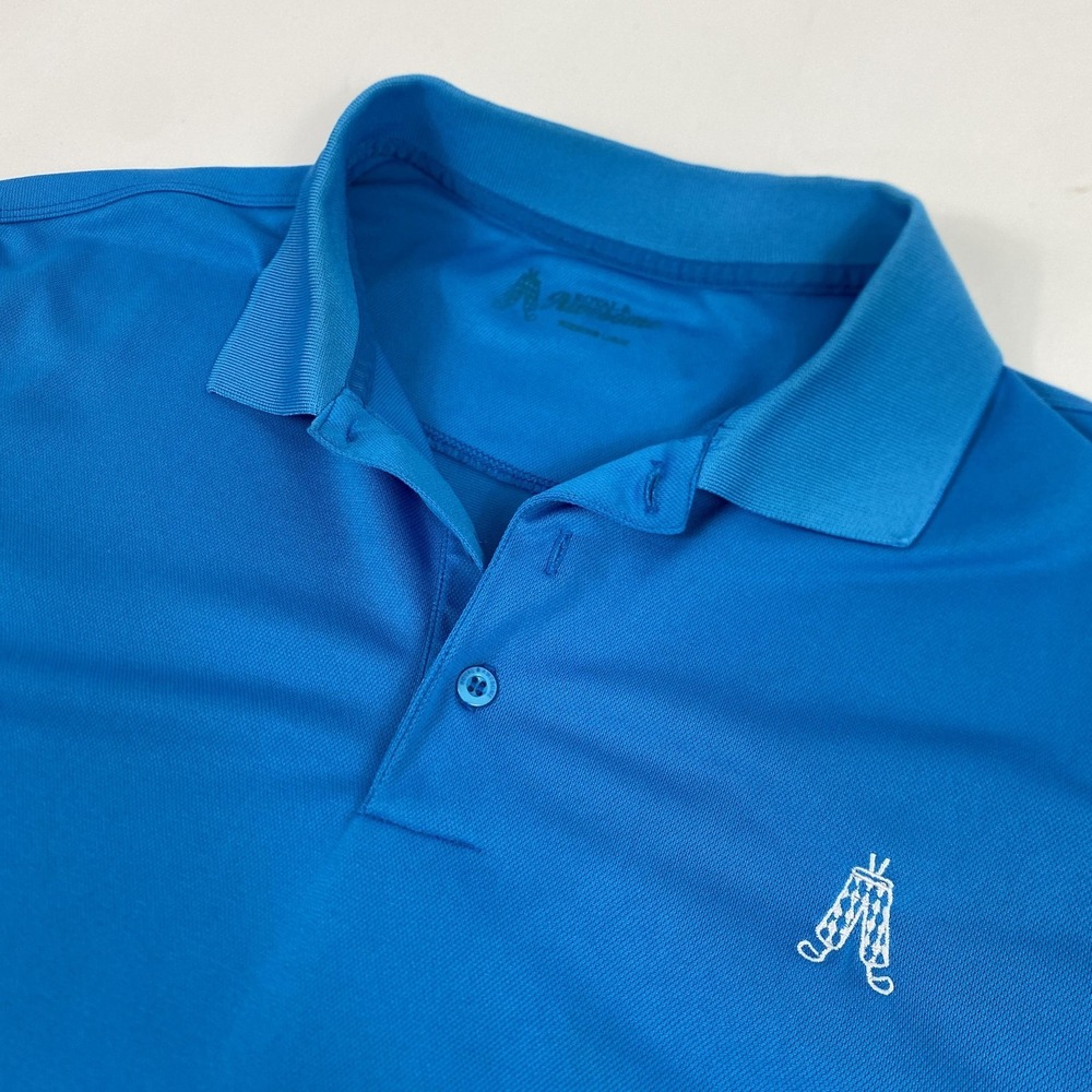 Royal & Awesome Polo Shirt Mens Large‎ Blue Golf Short Sleeve Argyle Logo Knit